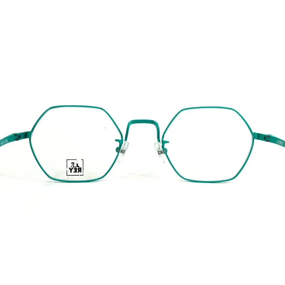 J.F. Rey Eyeglasses Frames JF3014 2041 Matte Navy Blue Aqua Hexagonal 50-22-145